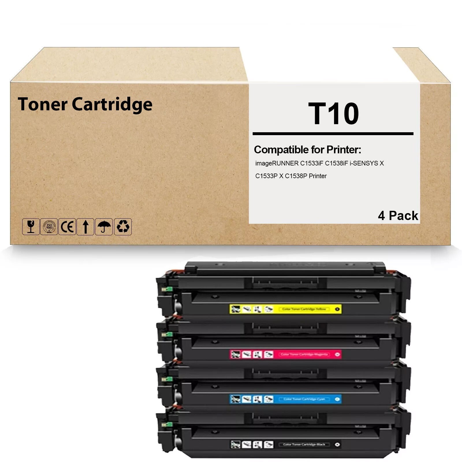 4 Pack T10 Toner Cartridge Compatible for imageRUNNER C1533iF C1538iF i-SENSYS