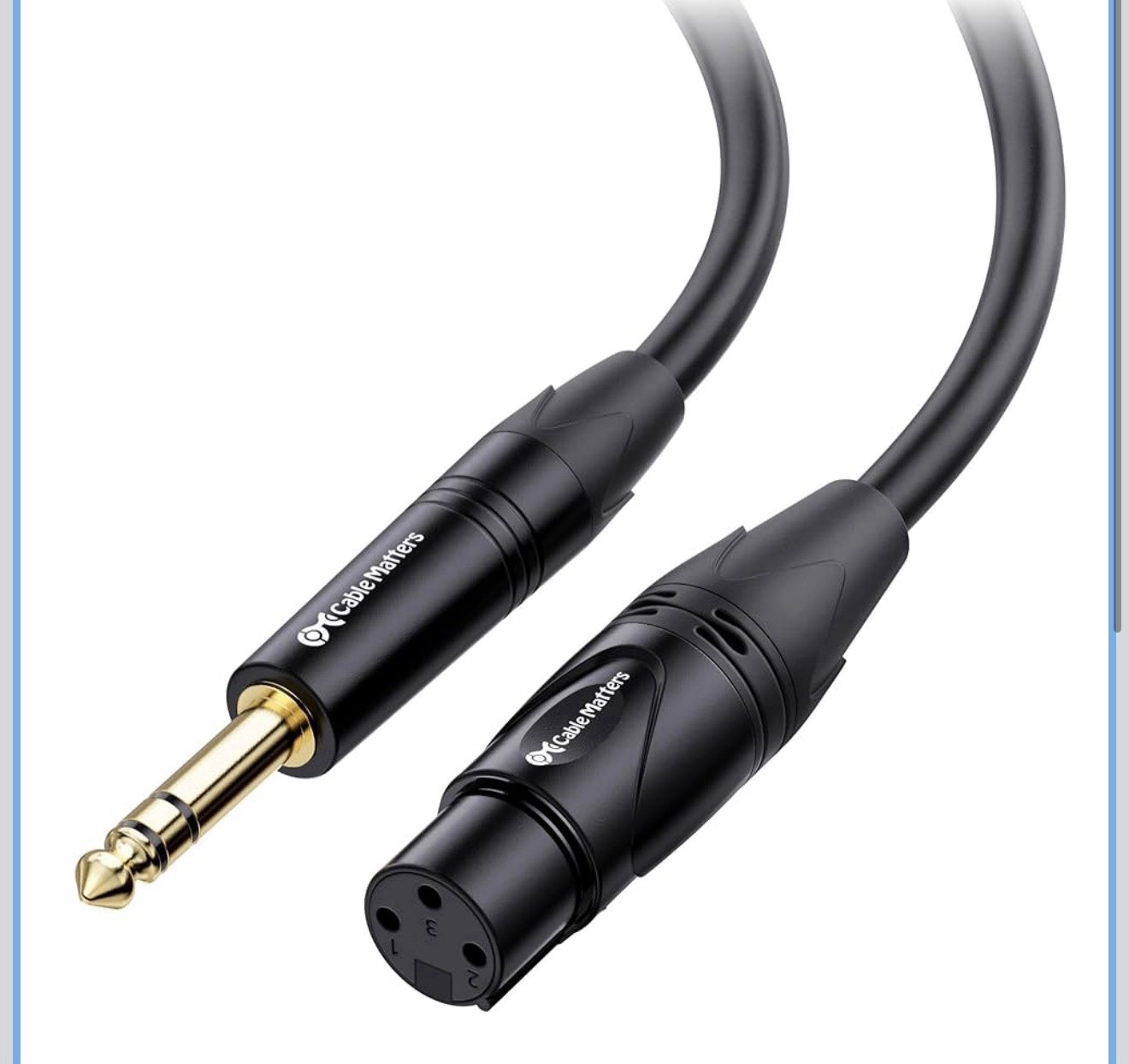 Cable Matters 6.35MM 1/4 inch Male TRS to Female XLR Balanced Cable 10 ft TS