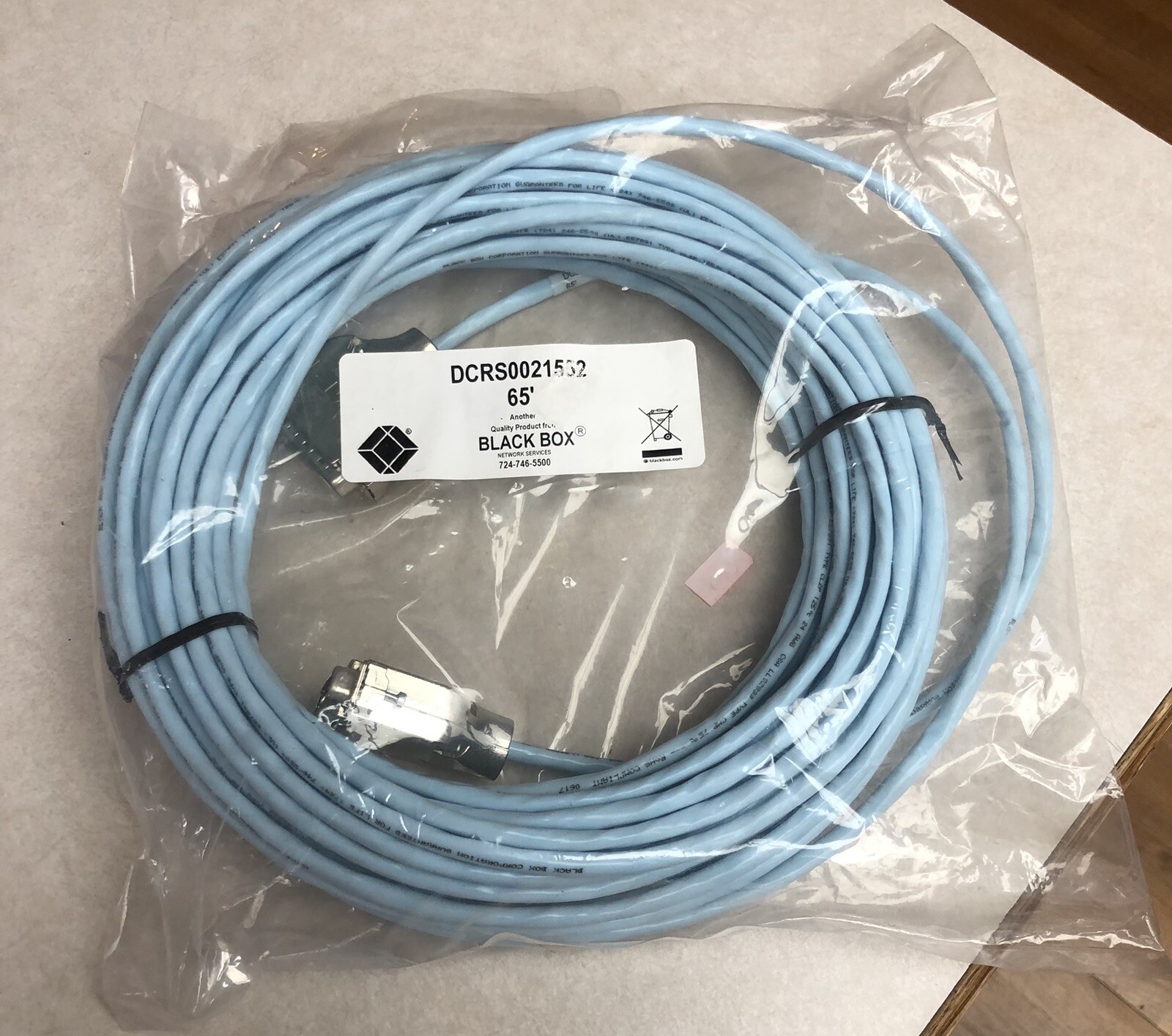 Black Box 12 Pin Cable DCRS0021552 65’ AMP Connectors New