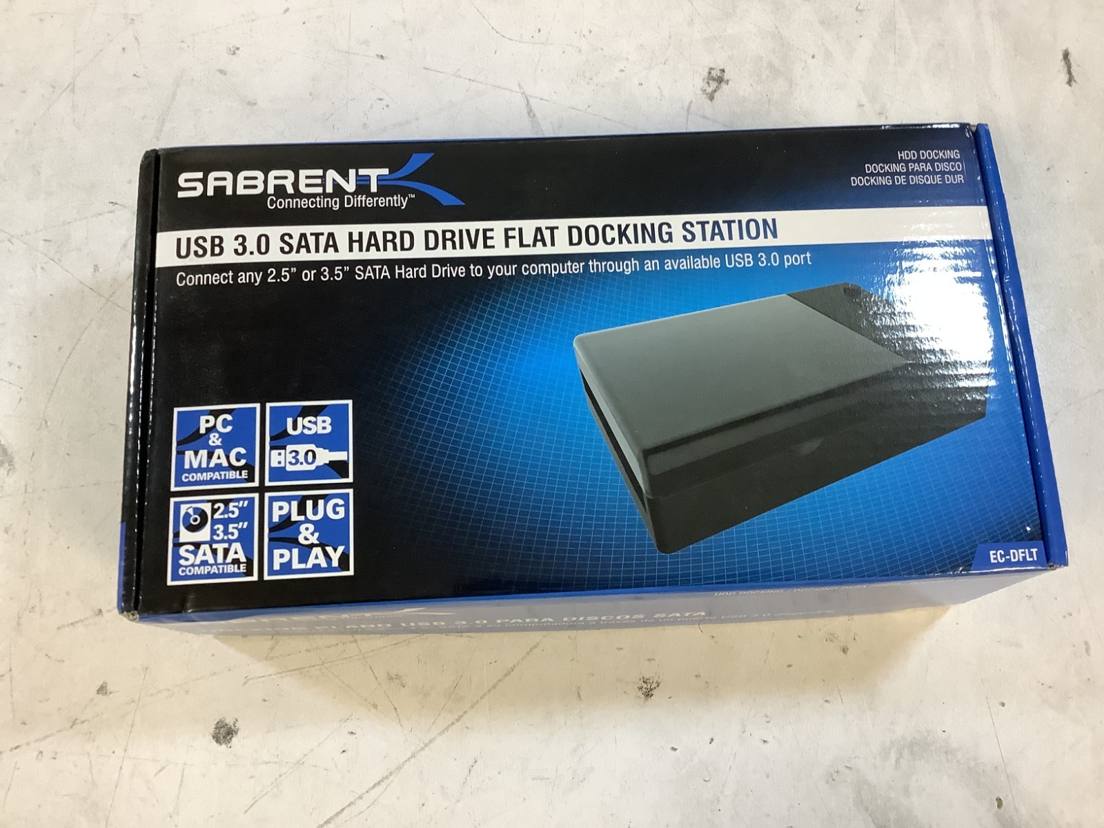 Sabrent EC-DFLT USB 3.0 SATA Hard Drive Flat Docking Station, Black "H7B"