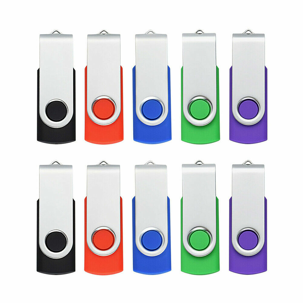 Wholesale 4GB 10 Pack USB 2.0 Memory Stick Swivel Style Metal Jump Drive Bulk