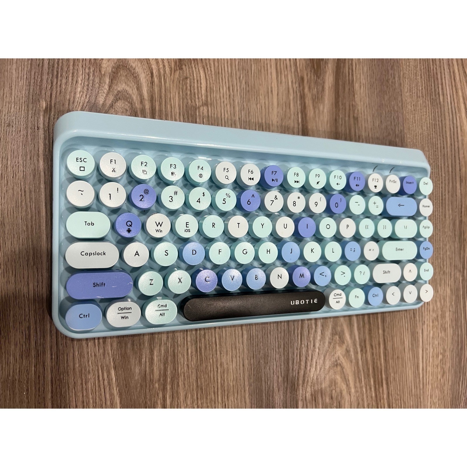 UBOTIE SK-621BT Bluetooth Keyboard Retro Typewriter Style Blue Tested No mouse