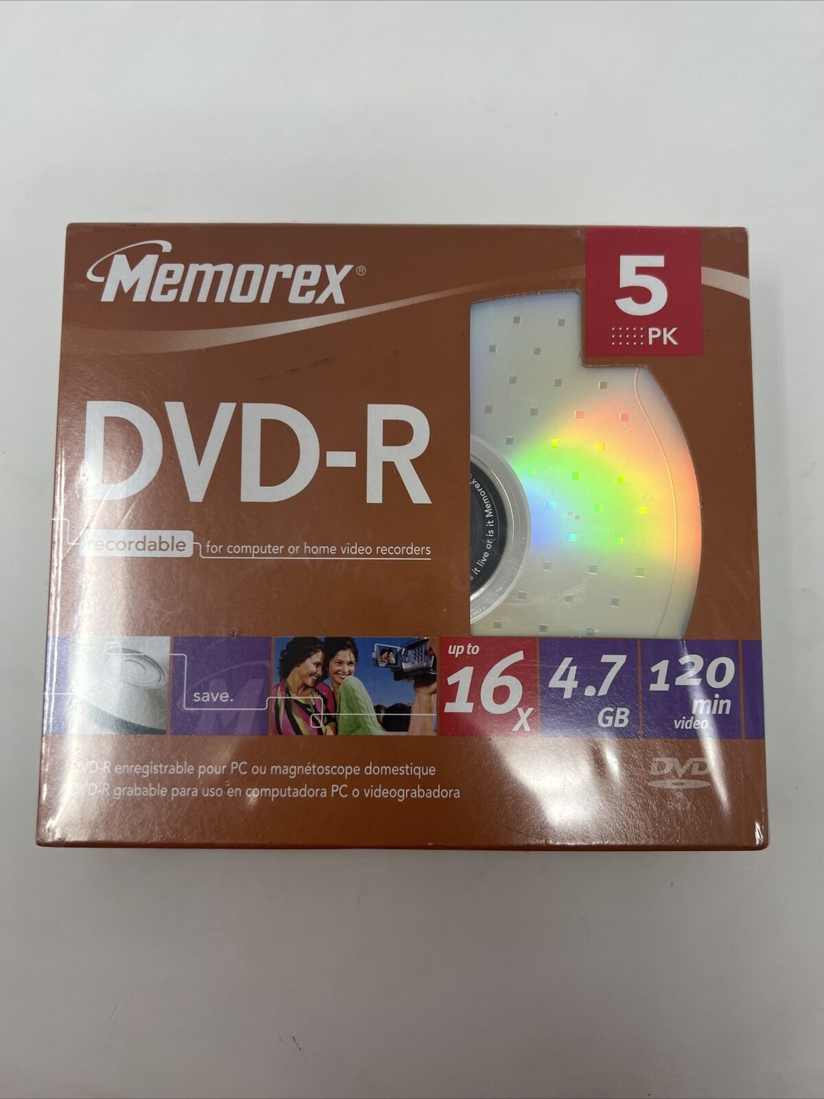 New Genuine Memorex DVD-R Blank Recordable Discs 16X 4.7GB 120Min 5-Pack w/cases