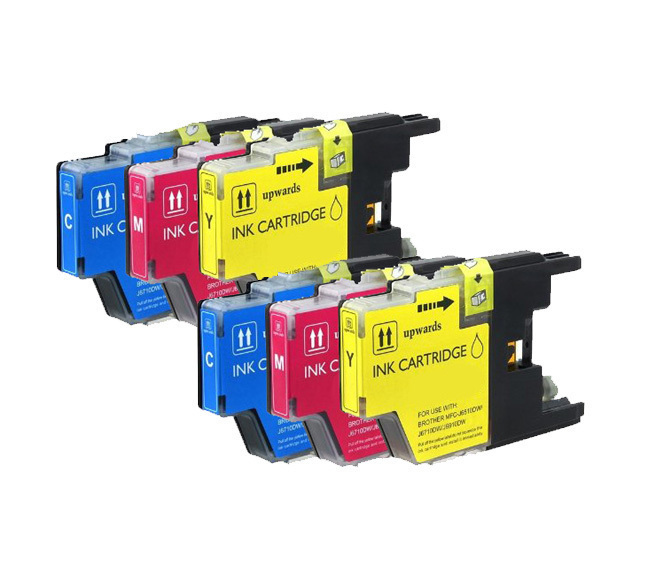 6 Pack Compatible Brother LC-71 LC-75 Color Ink Cartridges for inkjet printers