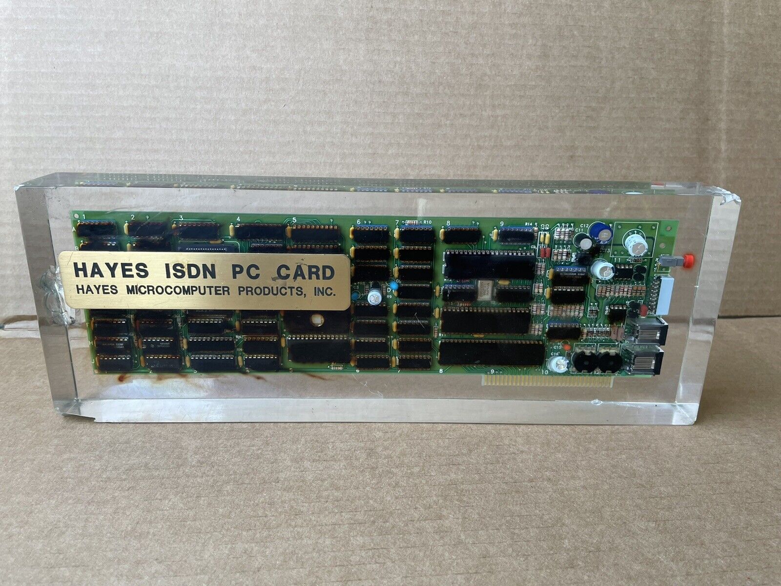 VINTAGE SILICON VALLEY EPOXIED COMPANY DISPLAY HAYES ISDN PC CARD MICROCOMPUTER