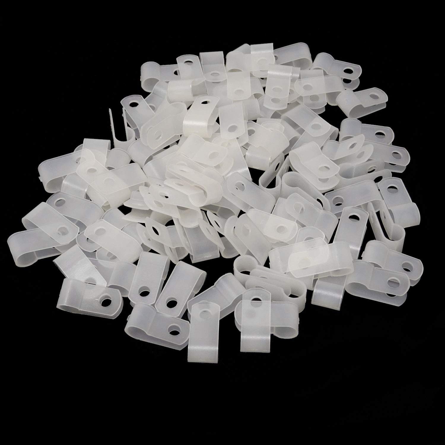 100PCS 1/4 Inch White Nylon R-Type Cable Clamps Wire Clamps Wire Clips for Wire