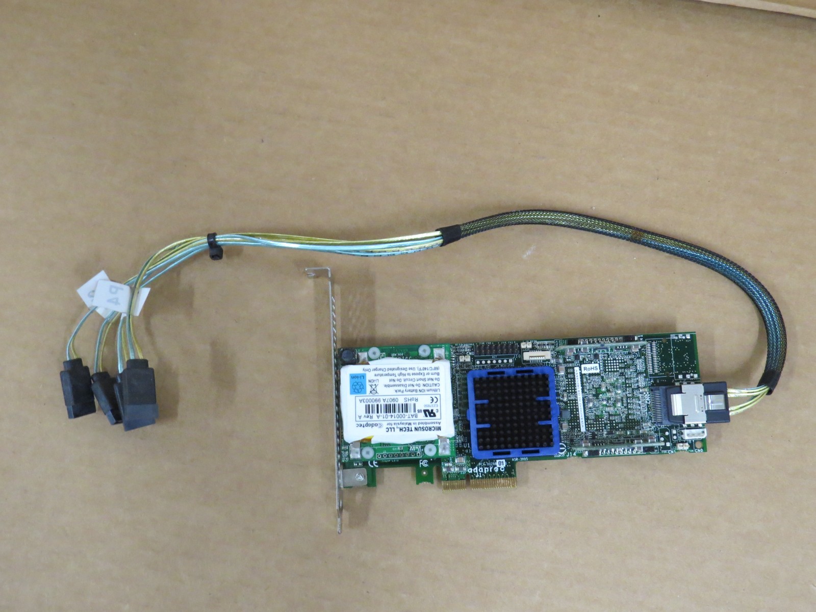 Adaptec ASR-3405/128MB PCIe x4 SAS/SATA RAID Controller w/Connector Cable TESTED