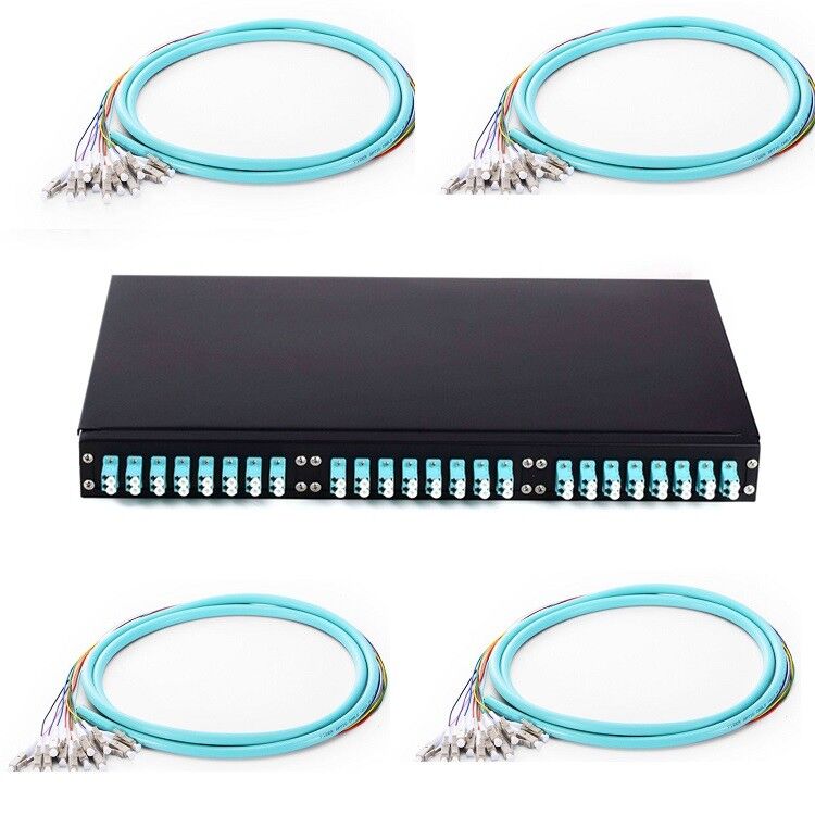 1U 19'' Rackmount 24 Port LC Fiber patch panel loaded with pigtail,LC adapter-98