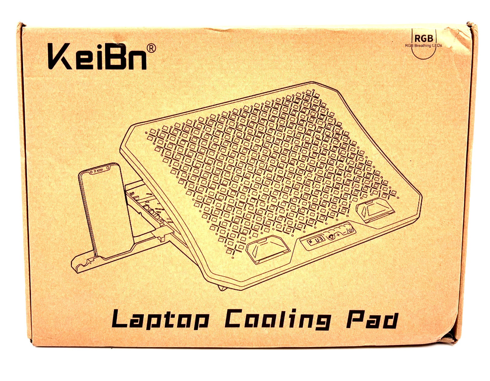 KeiBn Laptop Cooling Pad RGB Lighting w/ Removable Phone Stand