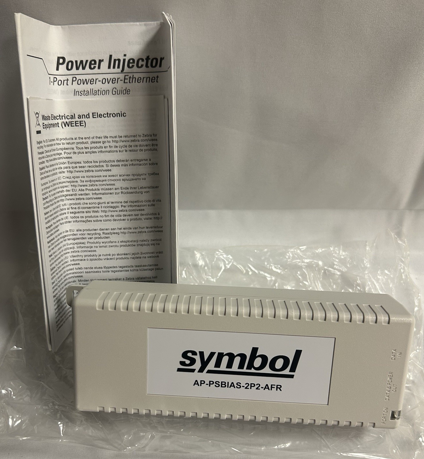 Symbol® Power Injector 1 Port(1P) P/N: AP-PSBIAS-2P2-AFRCEModel: PD-3501G/AC