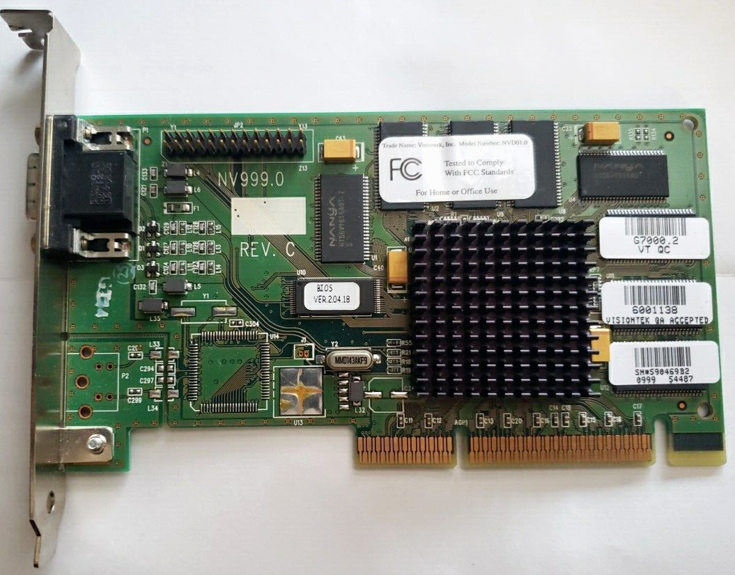 Gateway nVidia NV999.0 Rev C  VGA AGP 8M Video Card 6001138 VisionTek NVD01.0