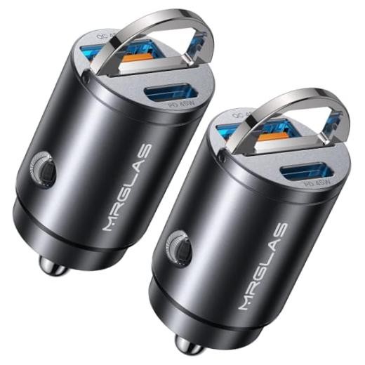 2-Pack 90W USB C Car Charger,[Super Mini Metal] Car Charger [Dual A+C] Black