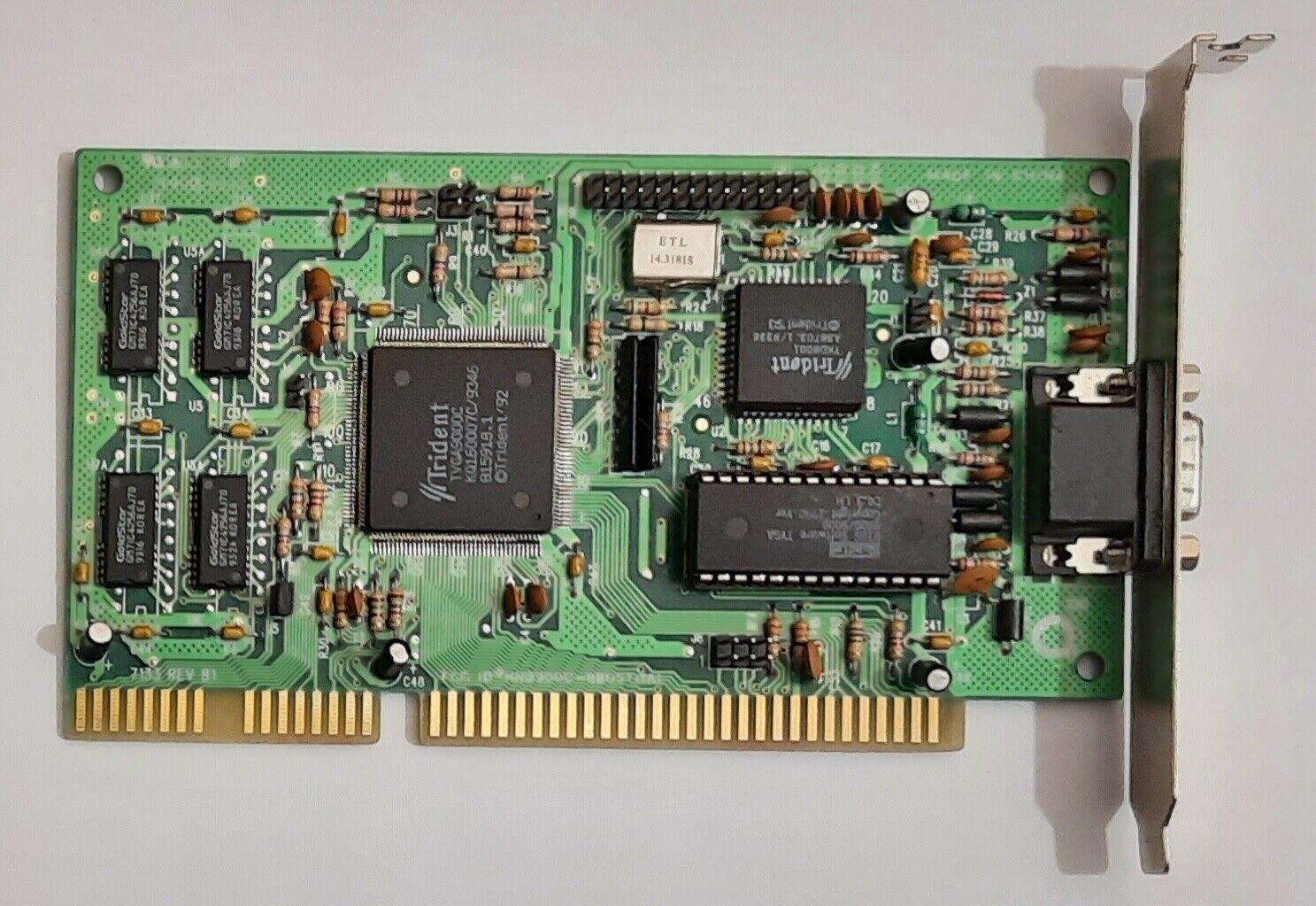 Trident 7133 Rev B1 ISA Graphics Card (TVGA9000C, 512KB, Retro, 1993)