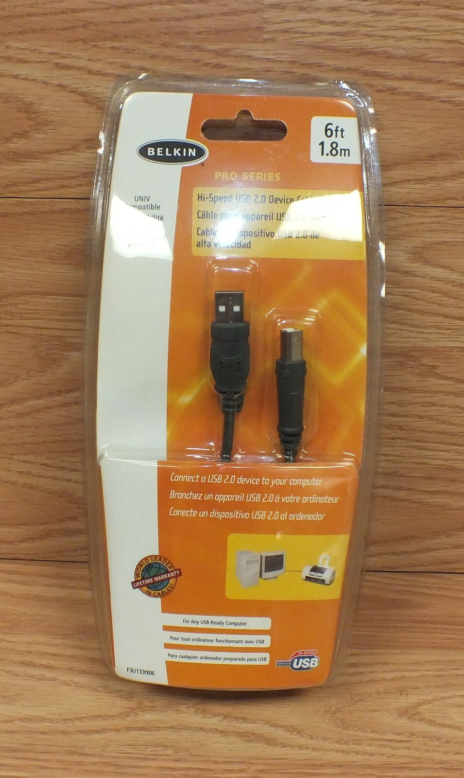 Genuine Belkin Hi-Speed USB 2.0 A Male / B Male 6ft 1.8mm Cable 