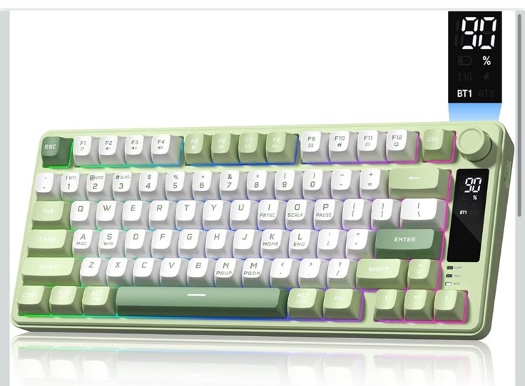 Womier DK75 75% Wireless Gaming Keyboard, RGB Backlit Creamy Keyboard with Mu...
