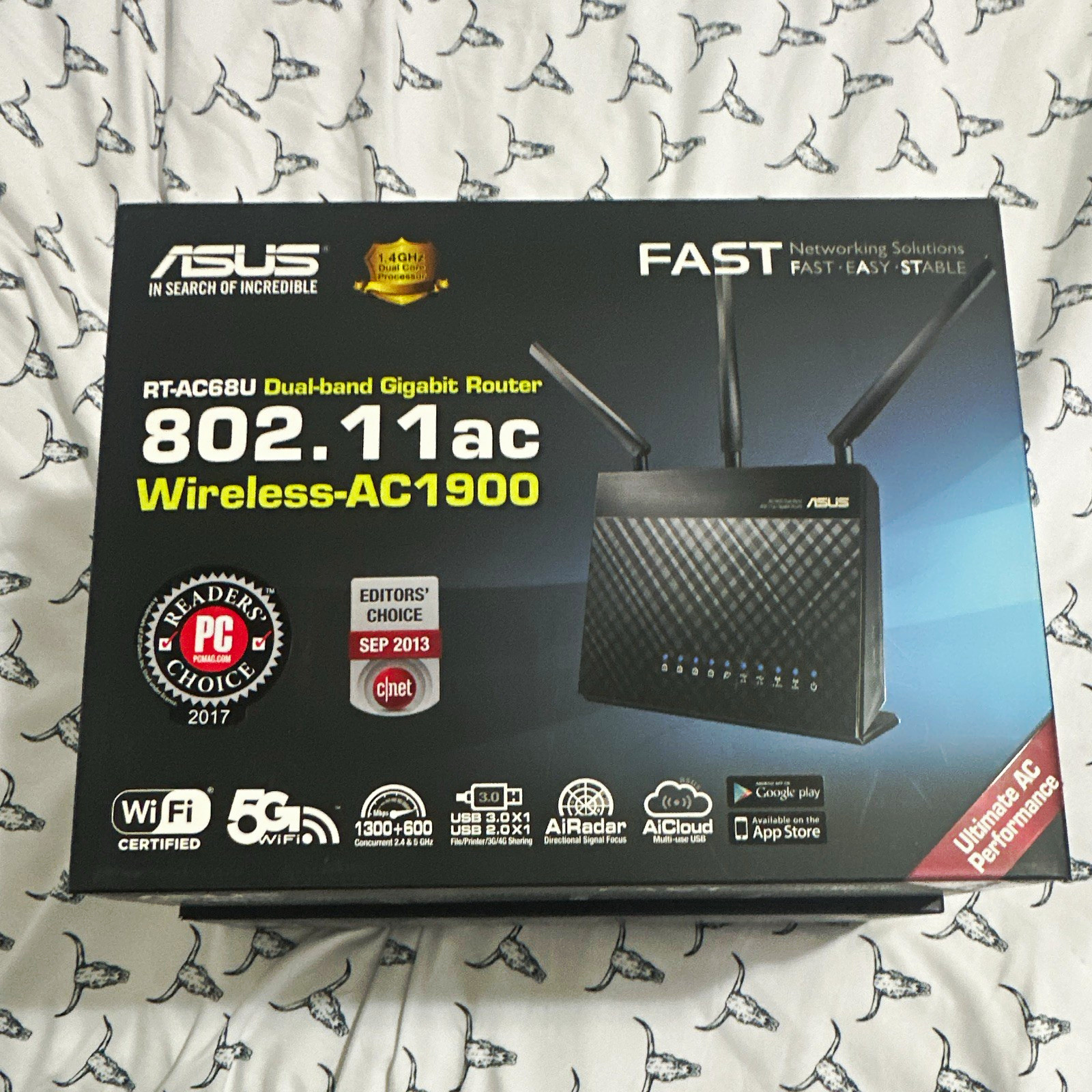 ASUS RT-AC68U Dual-Band AC1900 802.11ac Gigabit Router 4-Port USB
