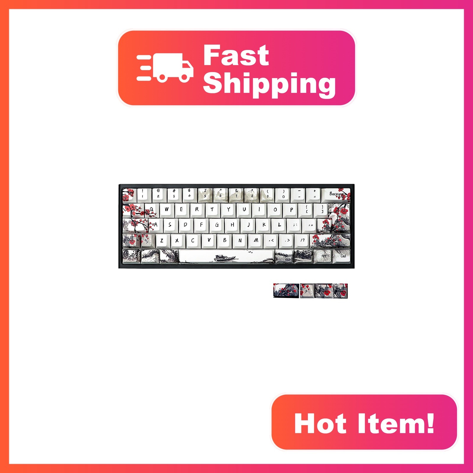 JSJT Plum Blossom Keycap Set US Cherry Profile