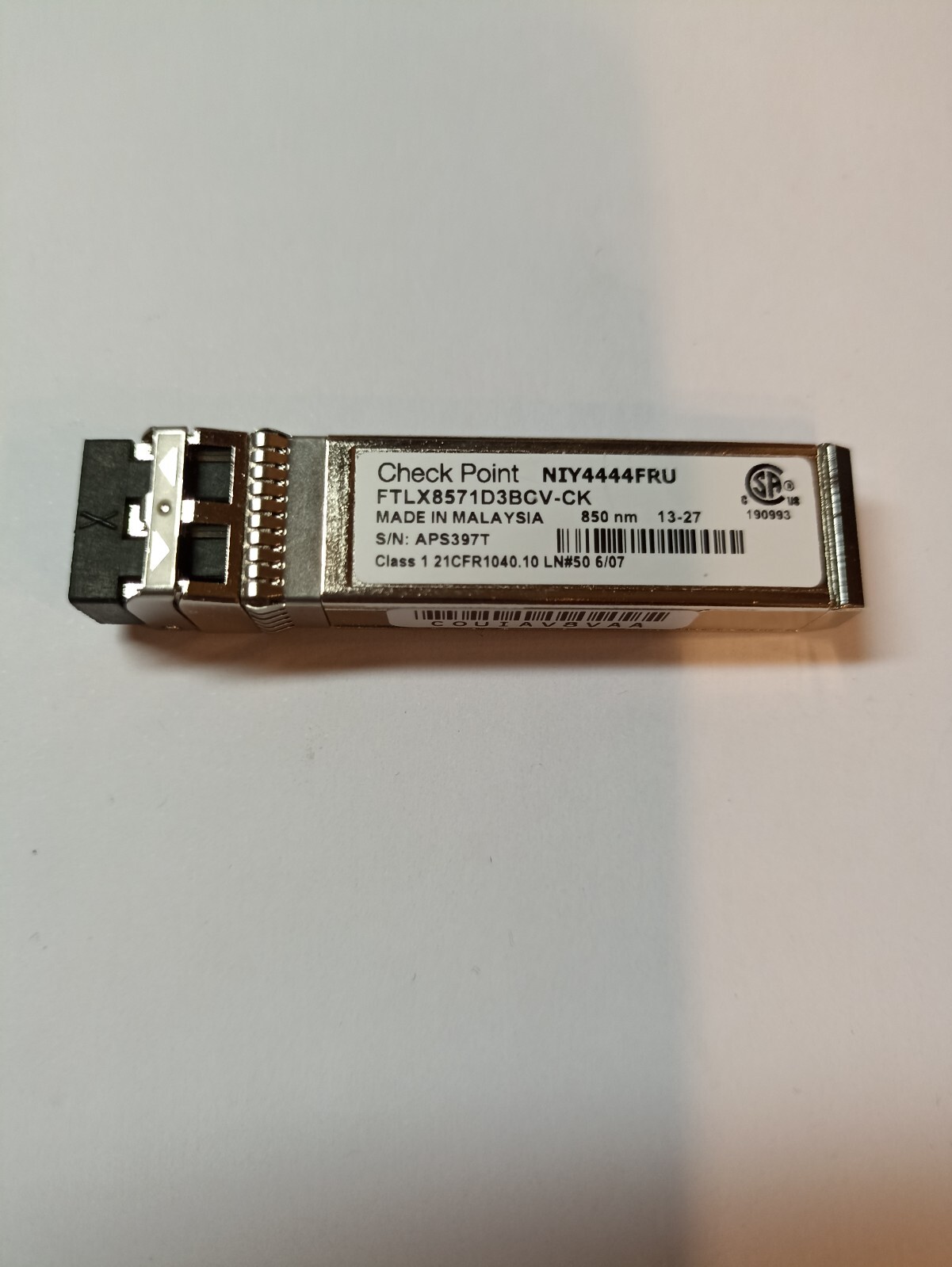 NEW Check Point NIY4444FRU 10Gbps FTLX8571D3BCV-CK 10gbase-sr SFP+ Transceiver