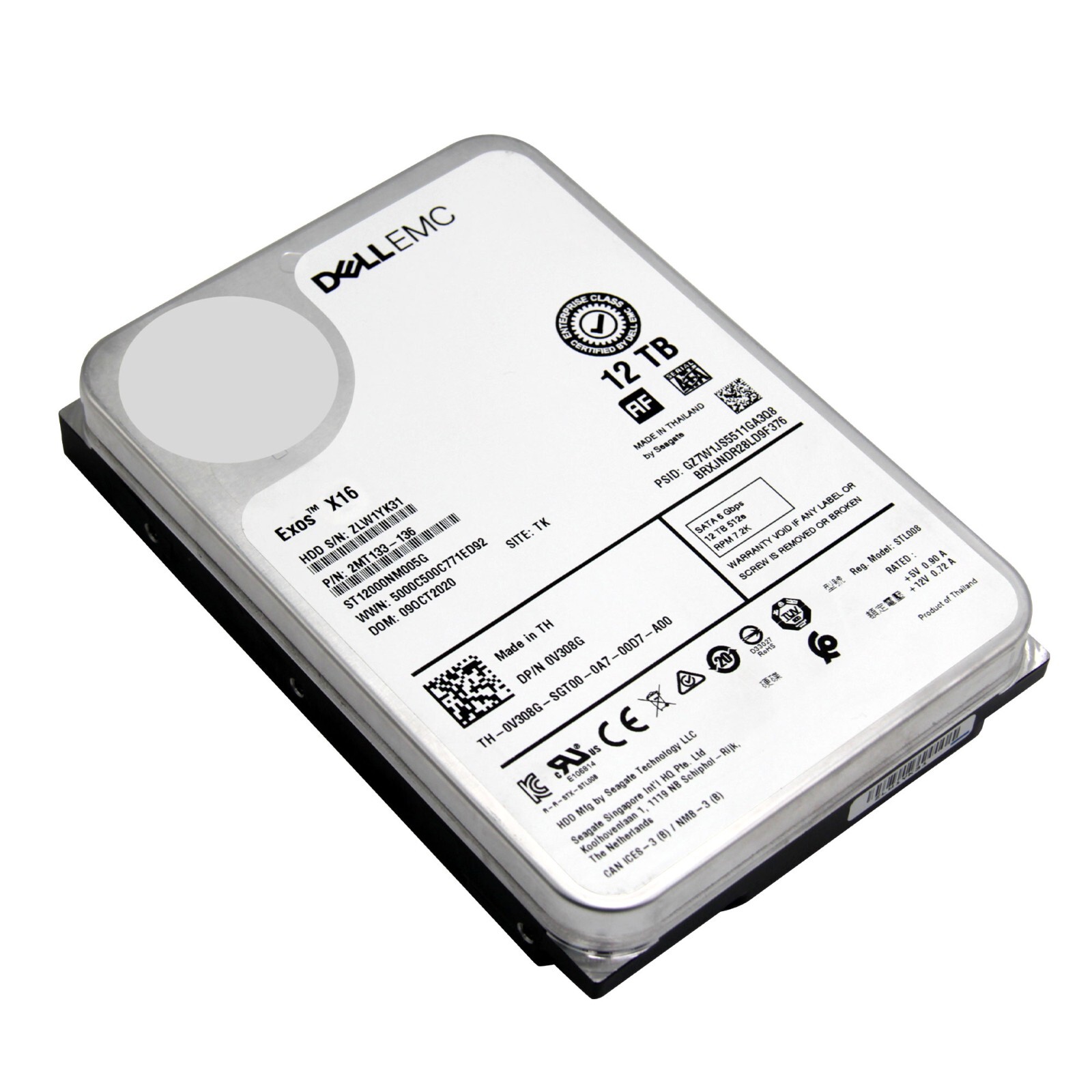Dell 12TB SATA 7.2k 3.5" 6G 512e V308G 0V308G ST12000NM005G Hard Drive HDD