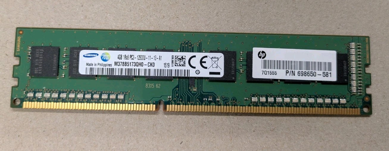 4GB Samsung DDR3 RAM PC3-12800U-11-12-A1 1600MHz CL11 1Rx8 DIMM M378B5173QH0-CK0