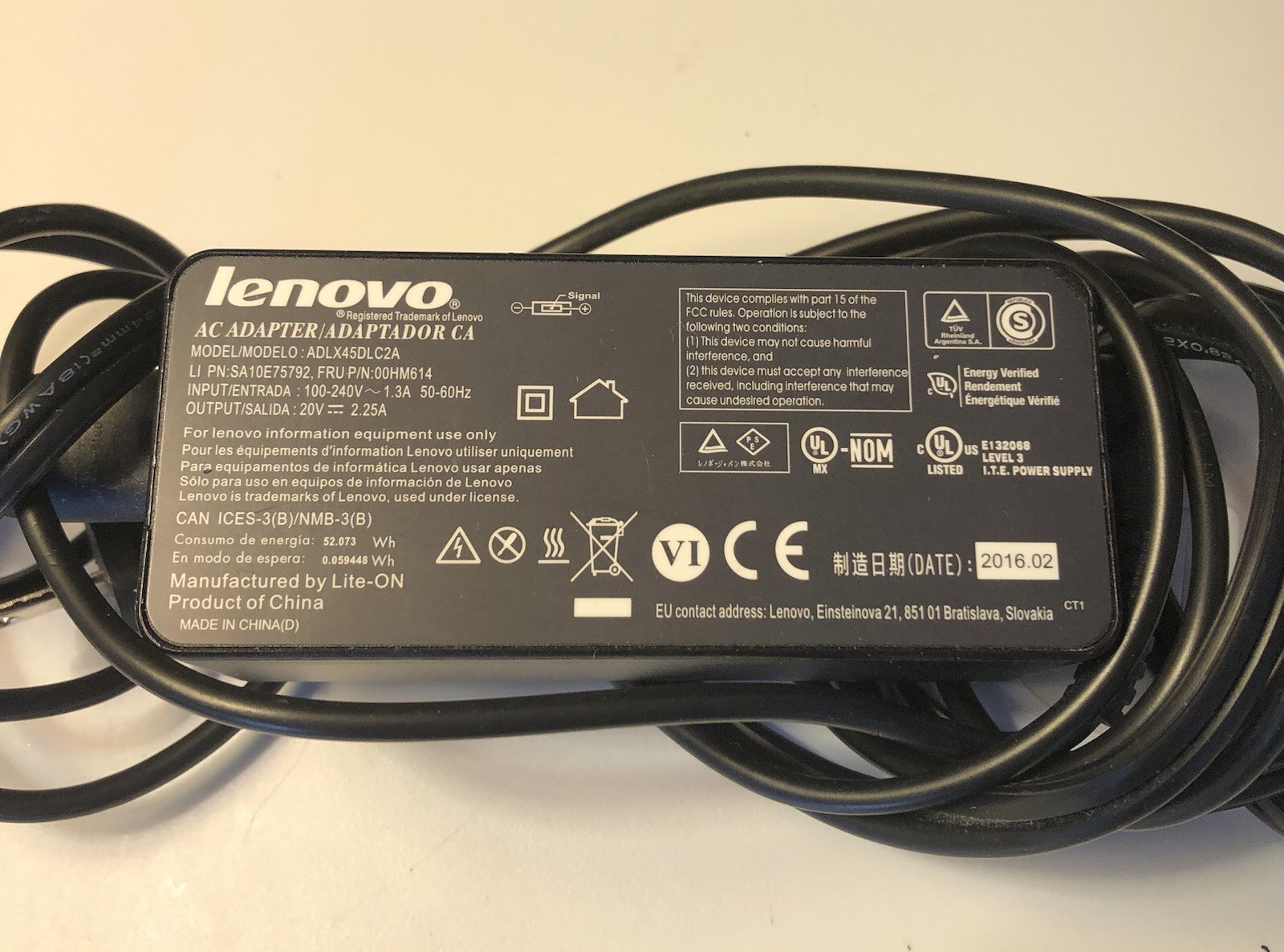 LENOVO ADLX45DLC2A 20V 2.25A Genuine Original AC Power Adapter Charger - Laptop