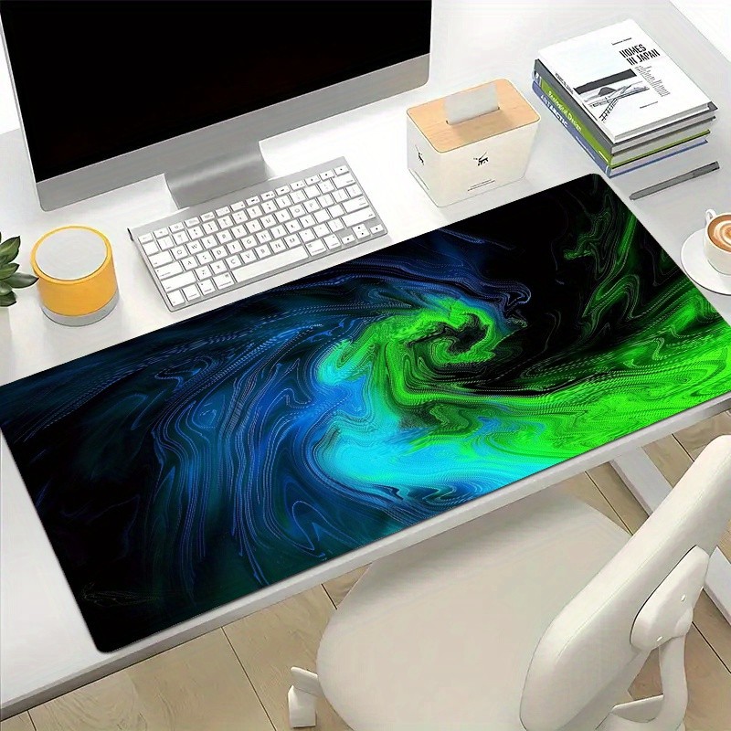 A Blue-Green Gradient Patterned Desk Mat, Suitable for Office Laptops And Stud