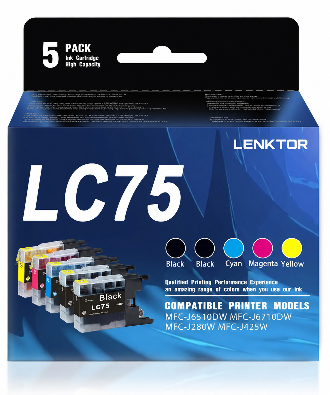 LC75 5PK 2BK C M Y Ink Cartridge for MFC-J6510DW J6710DW J5910DW J825DW J280W