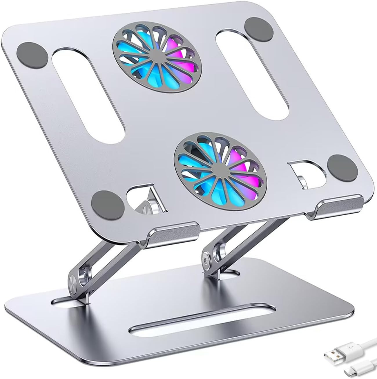 Laptop Stand with Fan Cooling | Portable & Adjustable Ventilated Aluminum Stand 