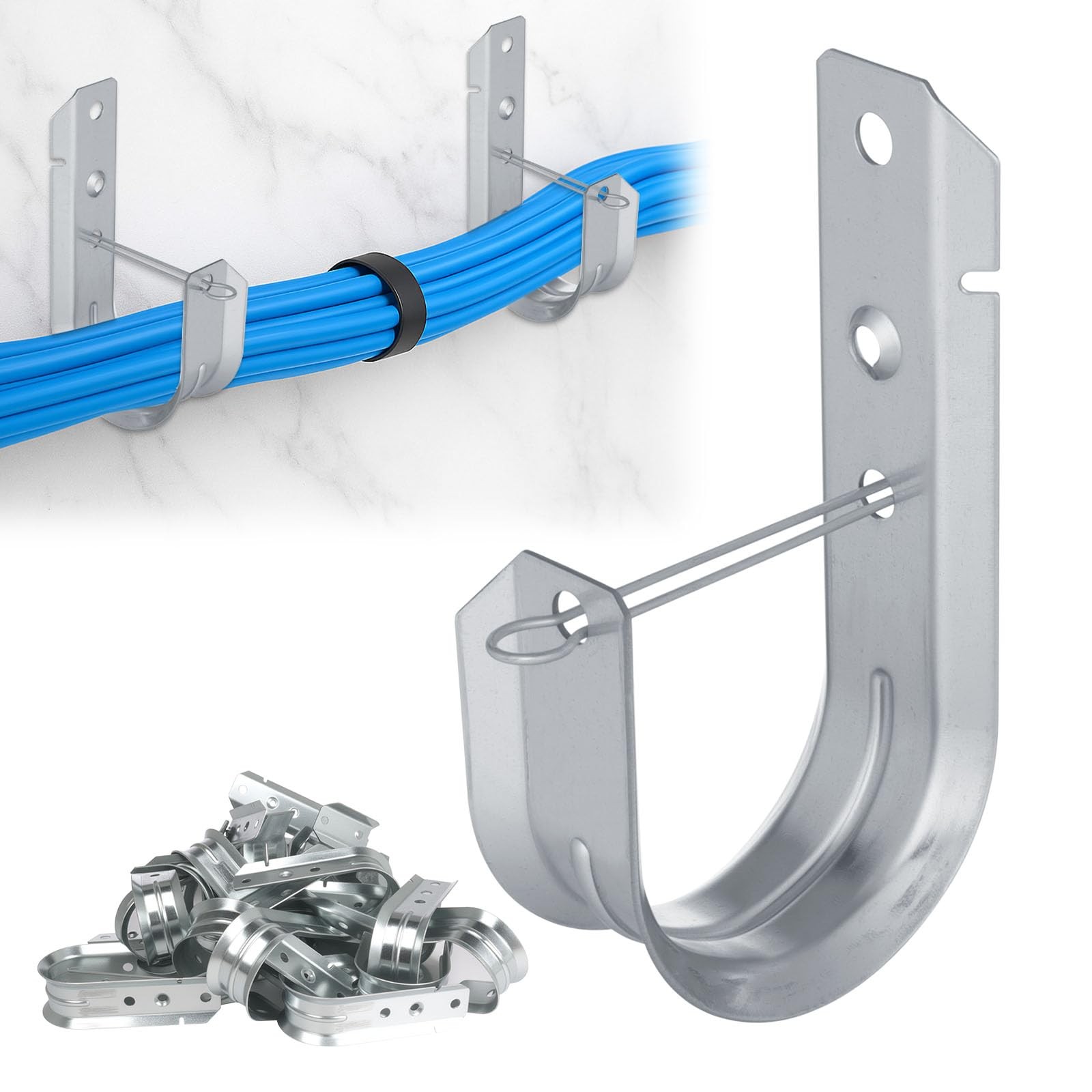 2" 50 PCS Galvanized Steel J-Hooks