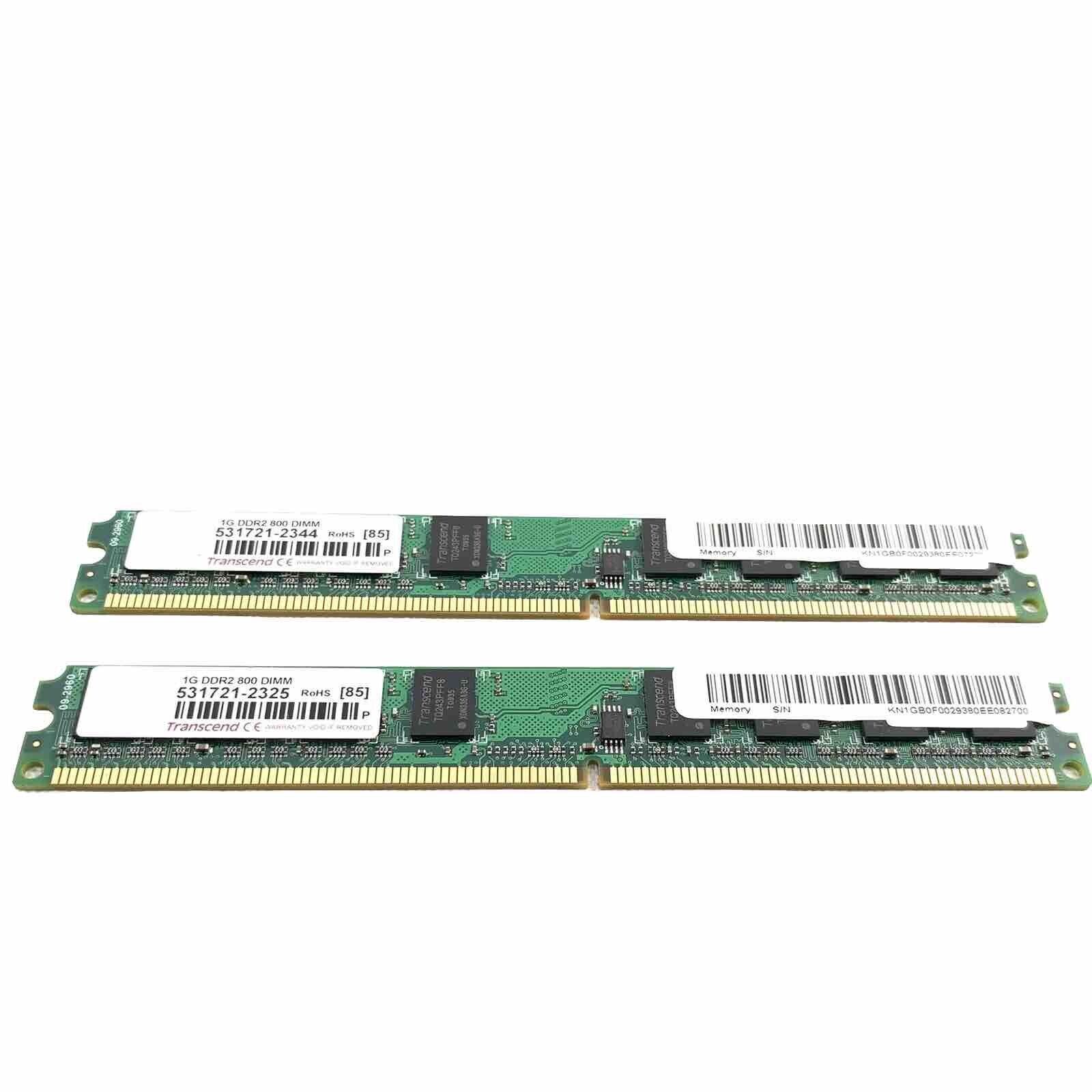 2x Transcend 1G DDR2 800 DIMM Low Profile Memory RAM Unit