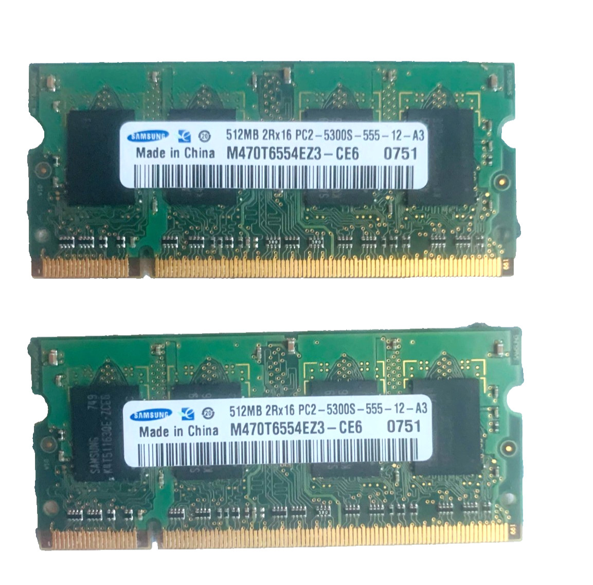 Samsung 2 x 512MB 2Rx 16 PC2-5300S M747O0T6554EZ3-CE6 RAM Memory