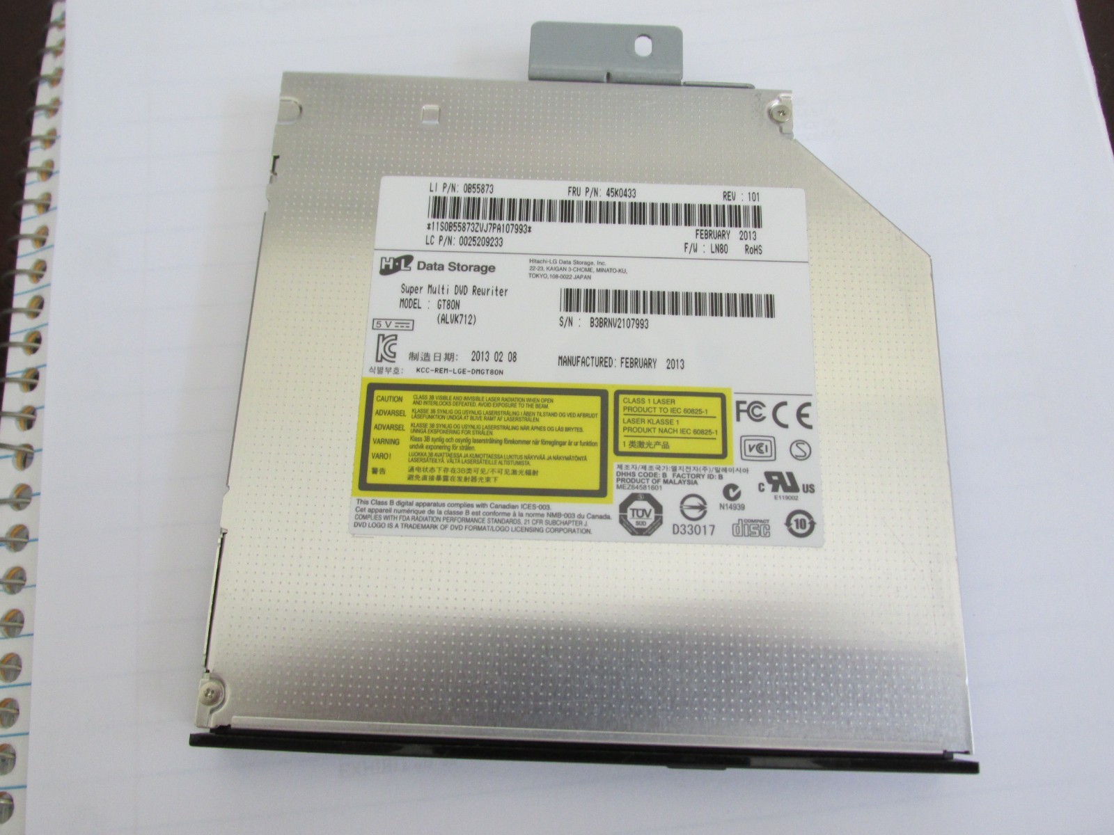 Lenovo ThinkCentre M92Z M93Z AIO PC DVD RW SATA FRU 45K0433 DS-8A4S12C AD7740H