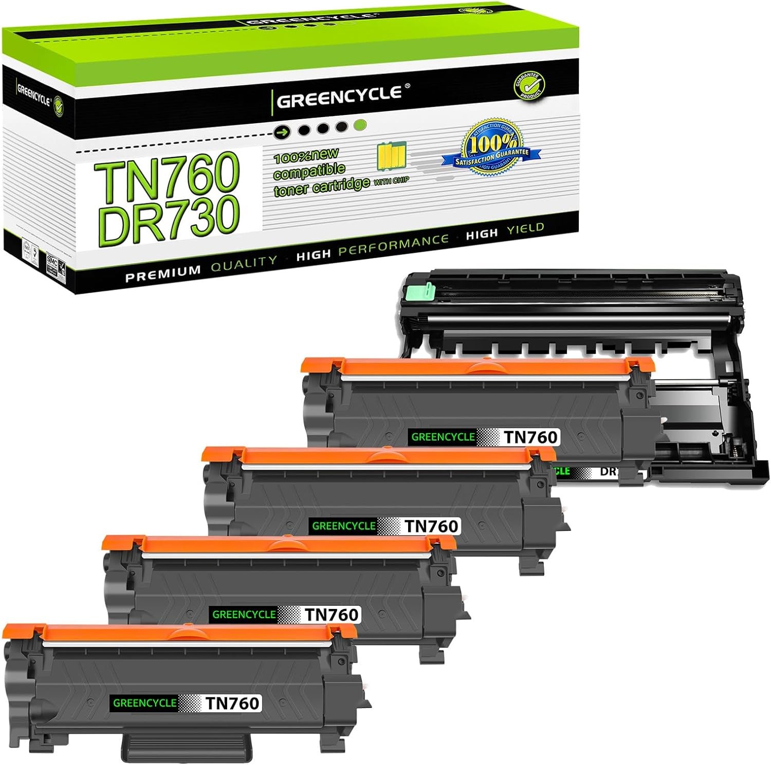 4PK TN760 Toner + 2PK DR730 Drum Fits for Brother DCP-L2510D DCP-L2530DW L2550DW