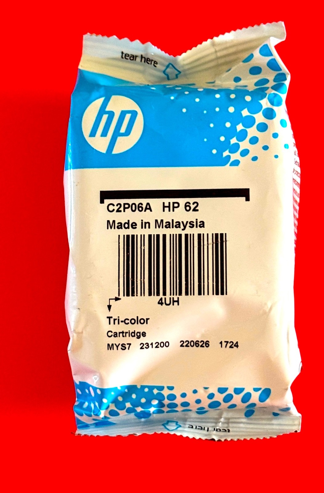 New Open Box Genuine HP 62 Tri-Color Ink Cartridge 2022