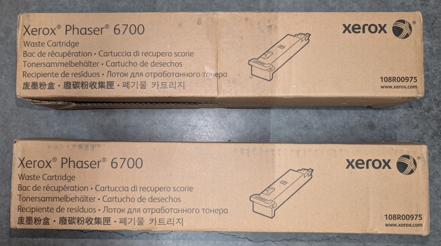 Lot of 2 Xerox 108R00975 Waste Container for Phaser 6700, NEW