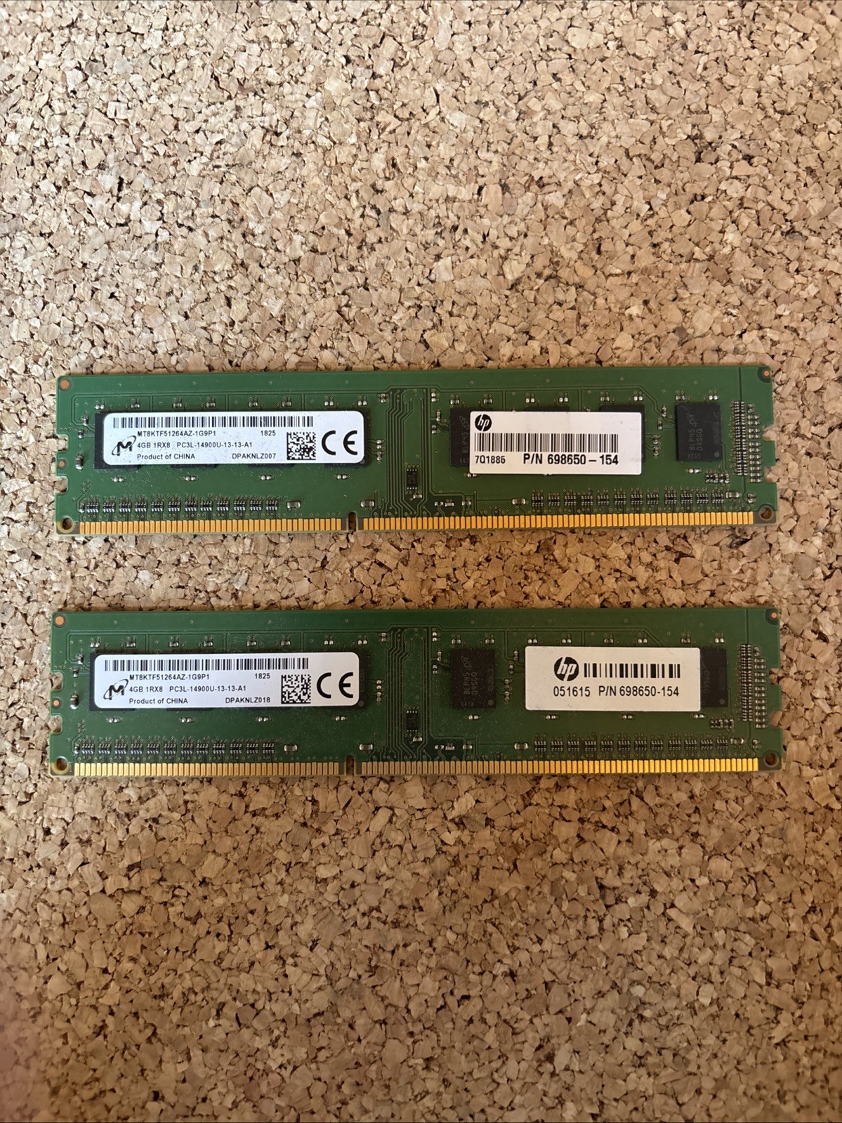 8GB(2x4GB) DDR3 Desktop RAM PC3L-14900U  1Rx8 Micron MT8KTF51264AZ HP 698650-154