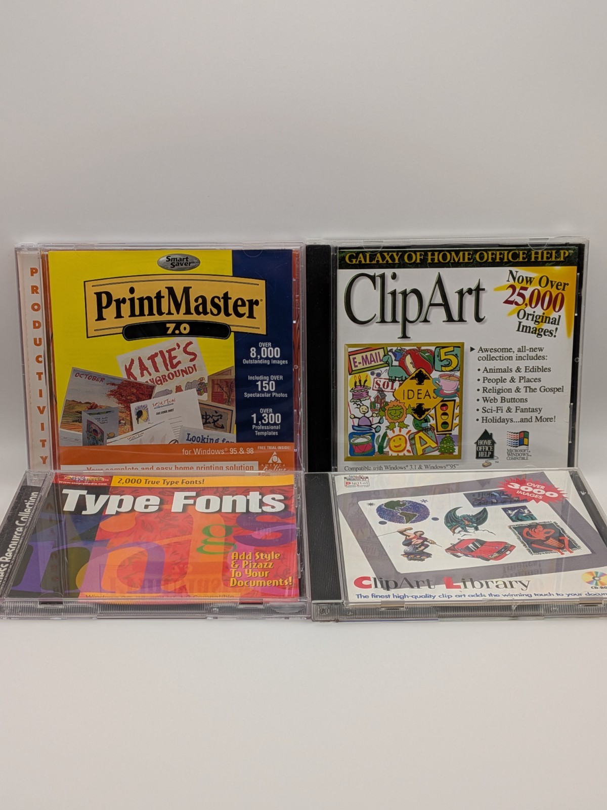 Vintage Clip Art Fonts PrintMaster 7.0 Windows 95 Software CD ROM LOT Windows 95