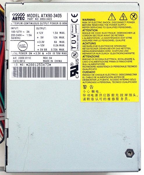 Pwr supply, 90w, p/n 0950-3423, rev.04