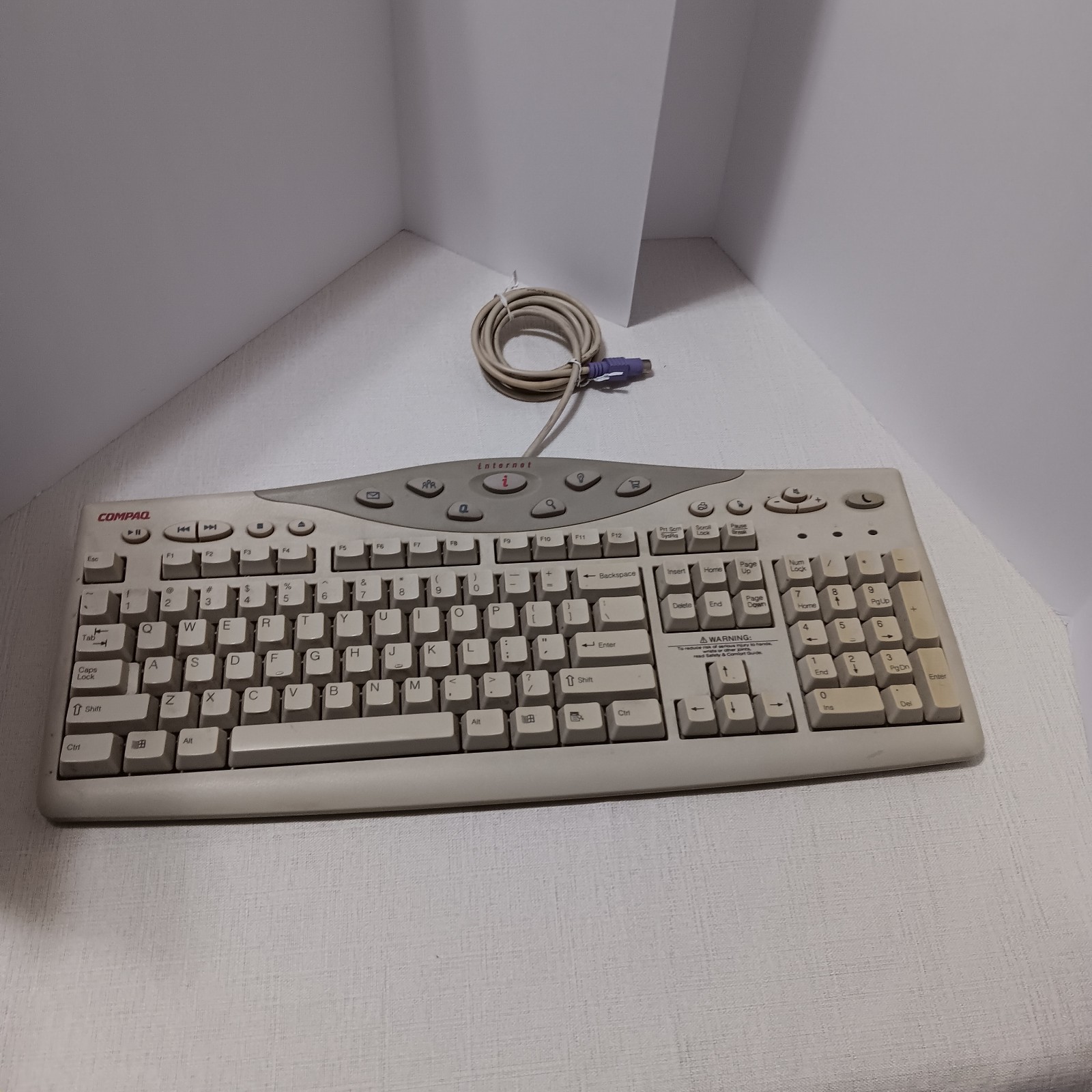 Vintage Compaq SK-2800 Internet Keyboard PS/2 Beige 341162-006 TESTED WORKING