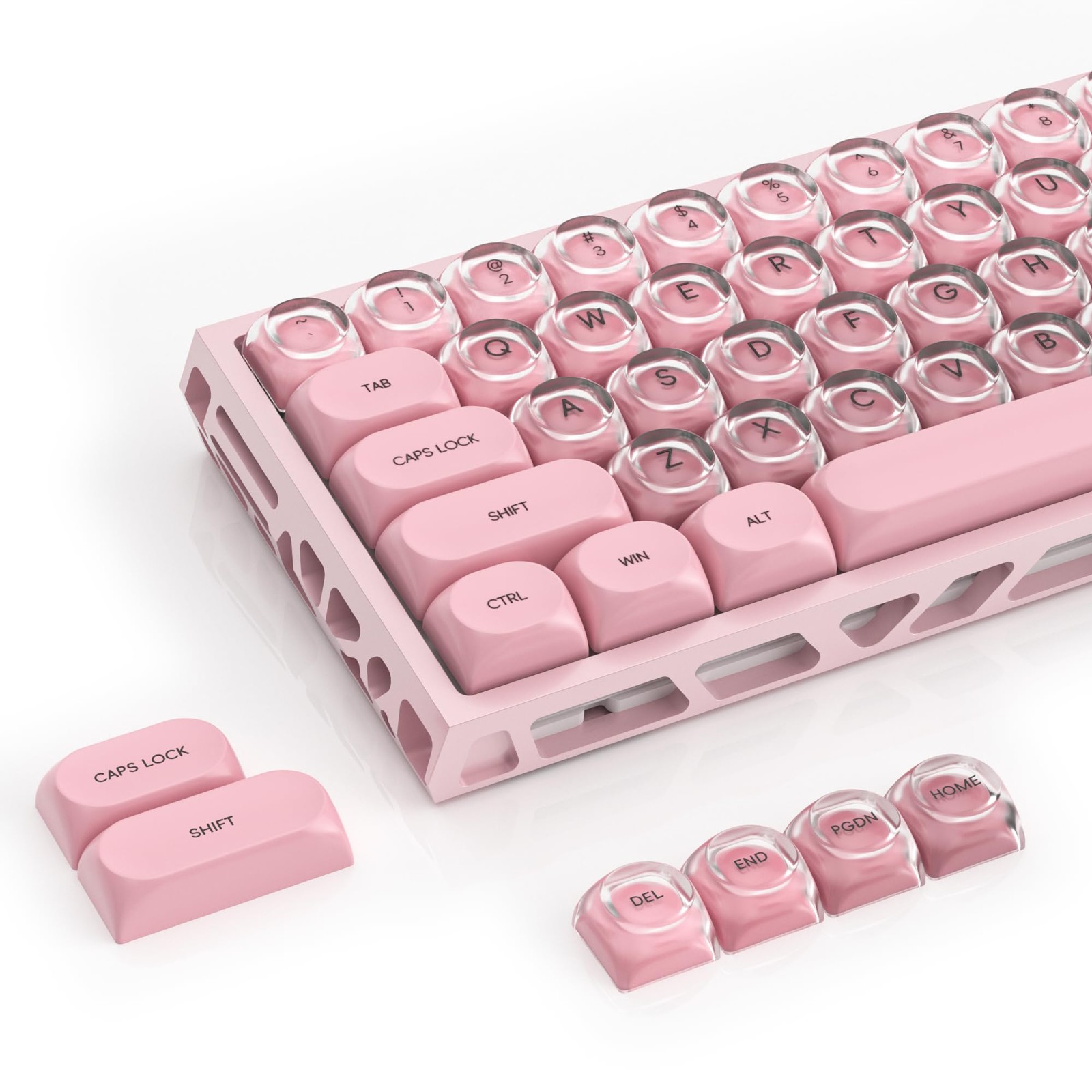Blush Pink Pro Jelly Keycaps PBT Custom Gradient MX Switch 132 Keys