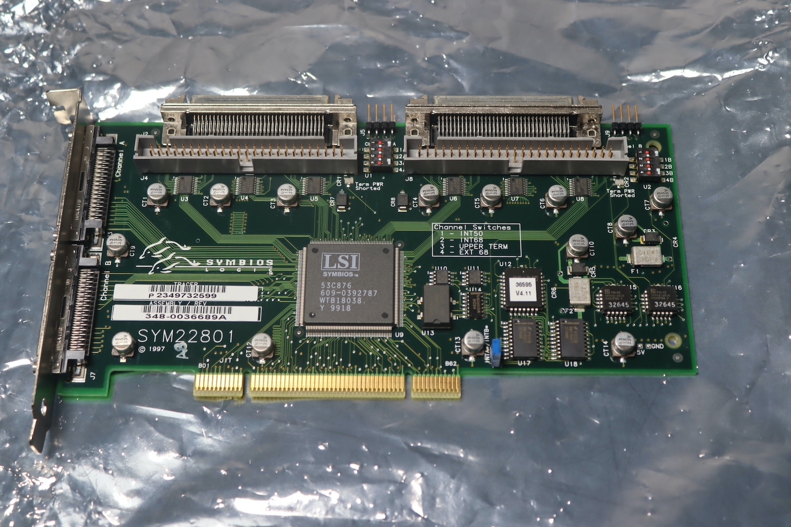 SYMBIOS LOGIC 348-0036689A SYM22801 PCI Dual Channel SCSI Controller Card