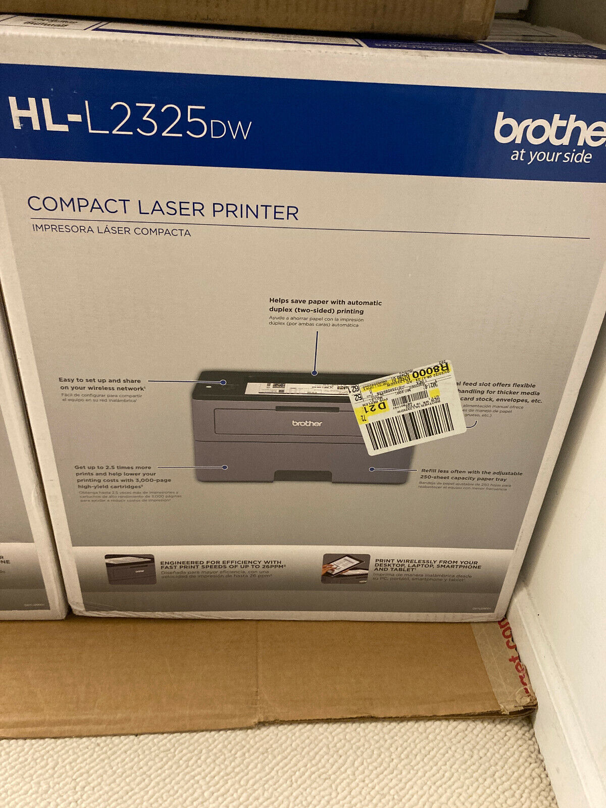 NEW Brother HL-L2325DW Monochrome Laser Printer Wireless Networking Duplex