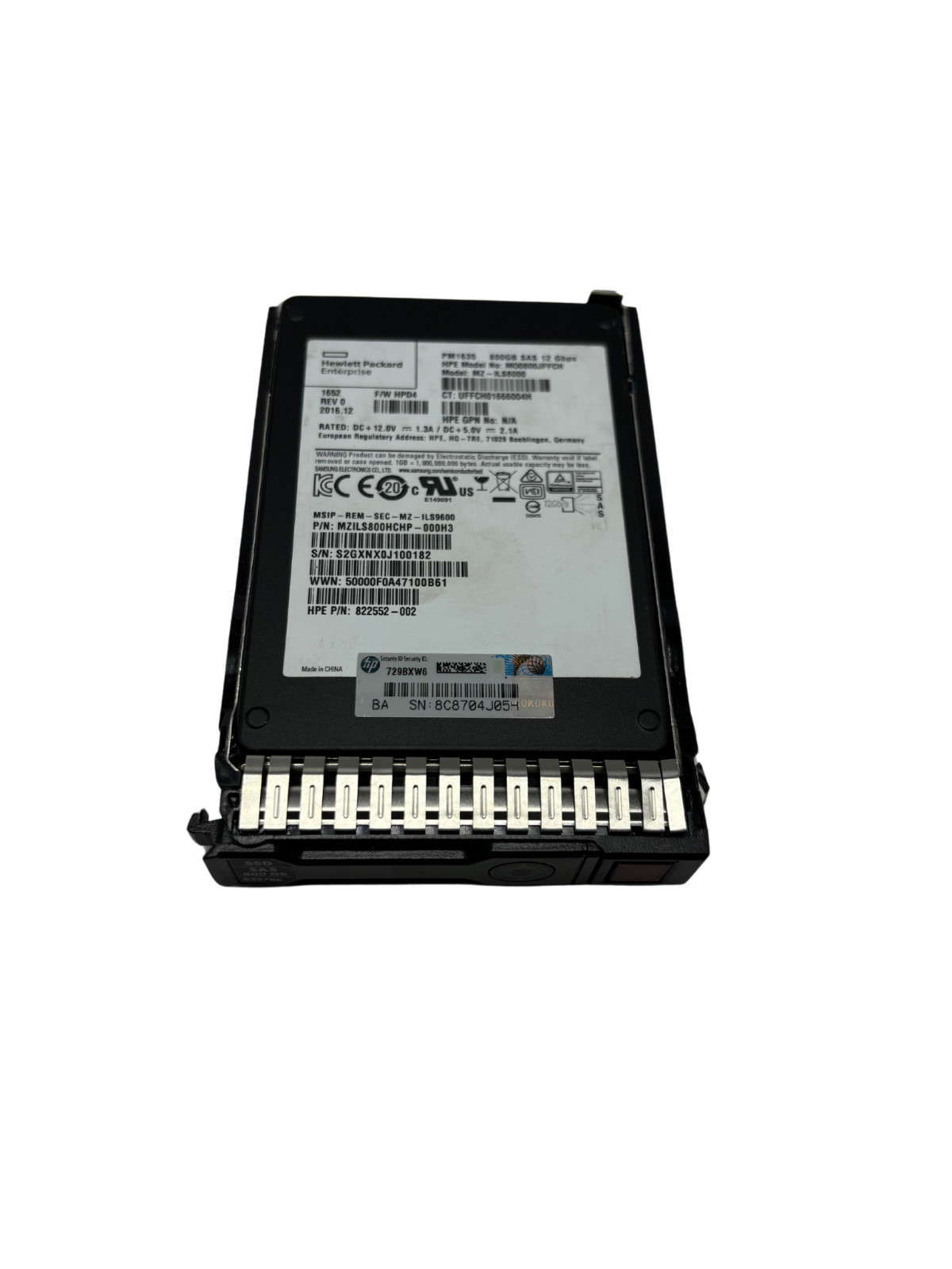 HPe 822786-001 800GB SAS 12G MU 2.5" Solid State Drive 822559-B21 100% Life
