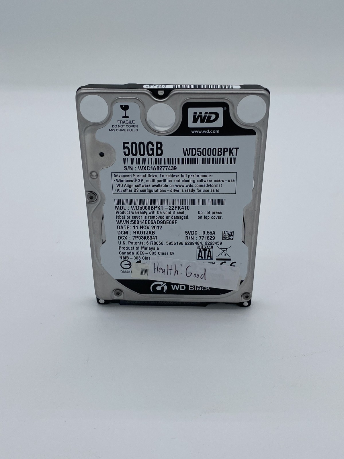 WD BLACK 500GB 2.5" SATA II 7400RPM (WD5000BPKT-22PK4T0)