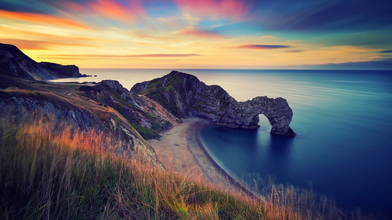 Landscape nature durdle door england coast sea sky beach Custom Gaming Mat Desk