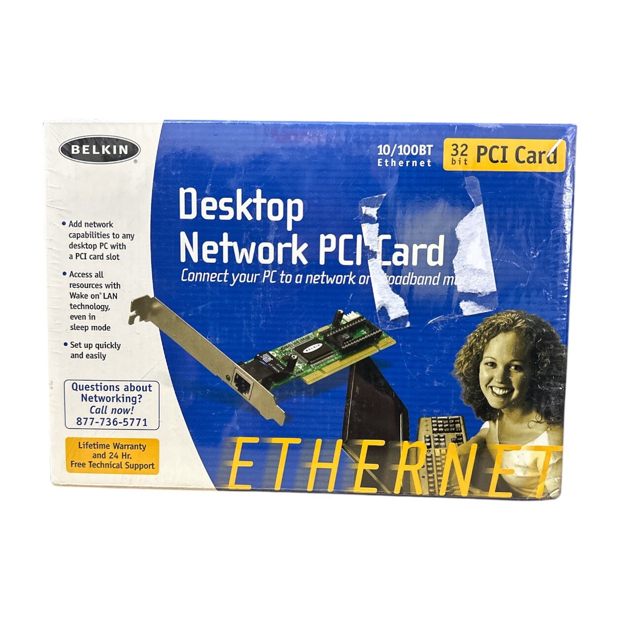 VTG Belkin Desktop PCI Network Card 32-Bit 10/100BT Ethernet NOS Sealed 2002