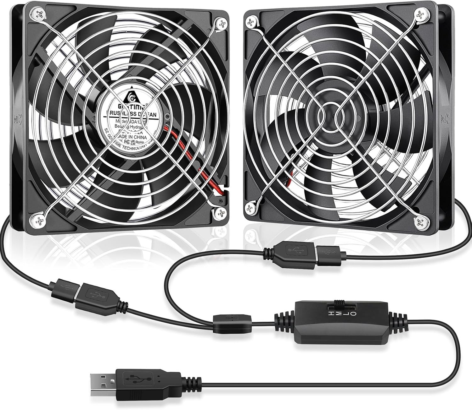 Dual 120Mm USB Computer Cooling Fan with 3 Speeds Controller 5V DC |