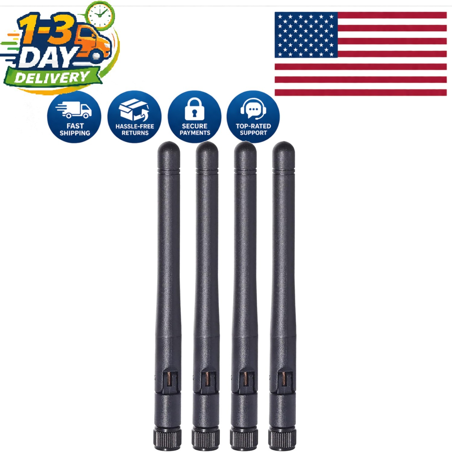 Versatile 4-Pack SMA Male Dual Band WiFi Antennas for Backup Cameras & Monitors