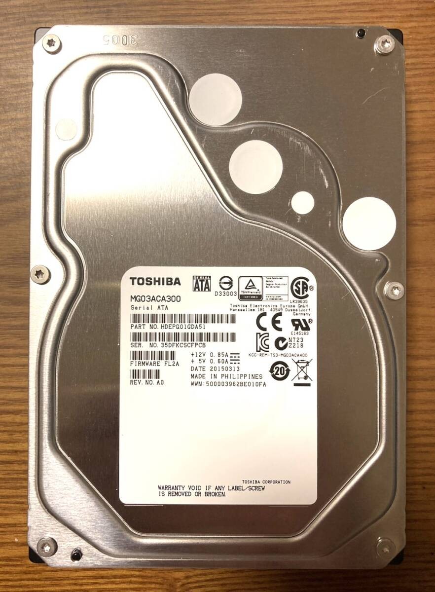 Usage: Low Toshiba MD Series MG03ACA300 3.5-inch HDD 3TB (High reliability model
