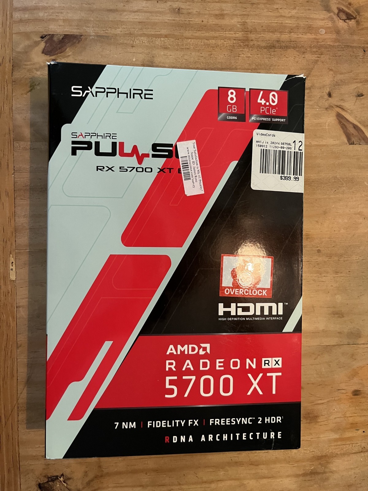 Sapphire Pulse RX 5700 XT 8GB Used in Box Graphics Card